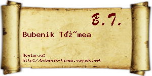 Bubenik Tímea névjegykártya